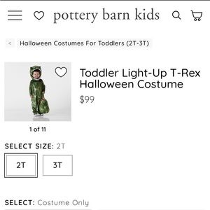 Pottery barn kids light up dinosaur costume. Worn 2 times perfect condition.